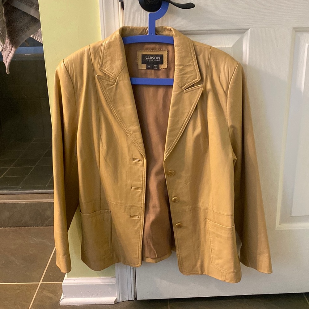 Tan/Camel leather blazer size 12